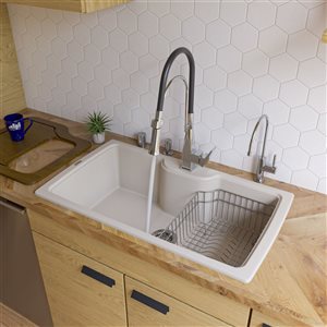ALFI Brand 19.66-in x 34.625-in Biscuit Single-Basin Standard Drop-In 1-Hole Residential Kitchen Sink