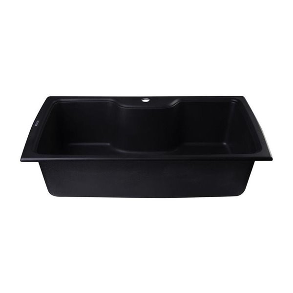 ALFI brand 19.66-in x 34.625-in Black Single-Basin Standard Drop-In 1-Hole Residential Kitchen Sink