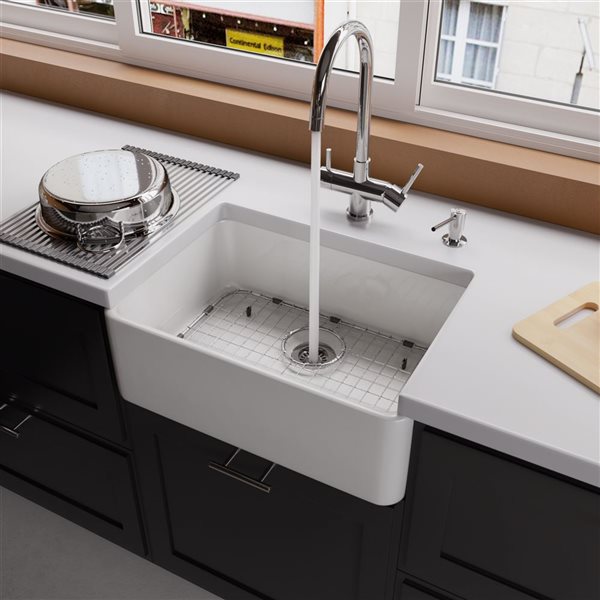 Image of Alfi Brand | 23.5-In X 16-In White Single-Basin Drop-In Apron Front Farmhouse Residential Kitchen Sink | Rona
