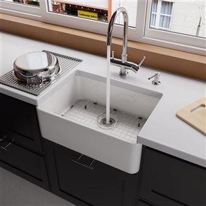 ALFI brand 23.5-in x 16-in White Single-Basin Drop-In Apron Front Farmhouse Residential Kitchen Sink