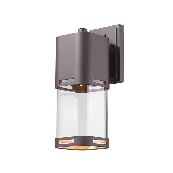 Z-Lite Lestat 13.87-in Bronze Clear Glass LED Outdoor Wall Sconce