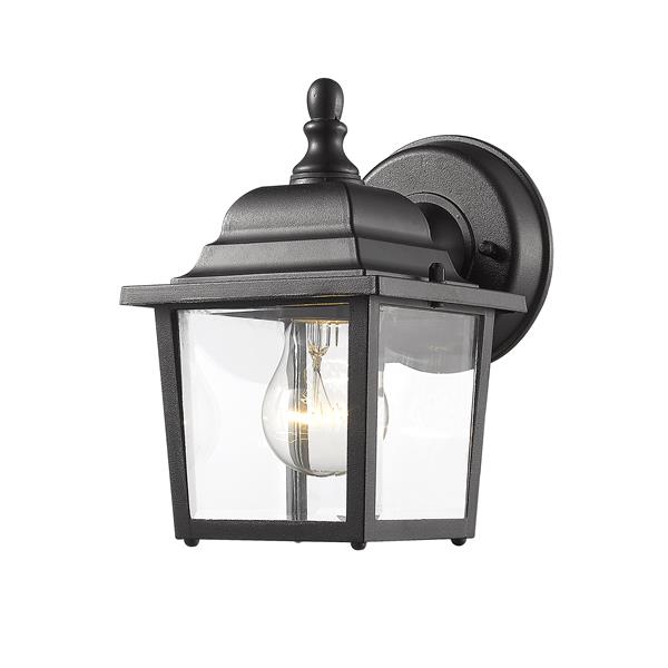 Z-Lite Waterdown 8.38-in Black Clear Beveled Outdoor Wall Sconce