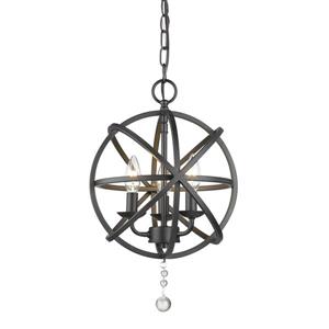 Z-Lite Tull 12-in Matte Black 3-Light Chandelier