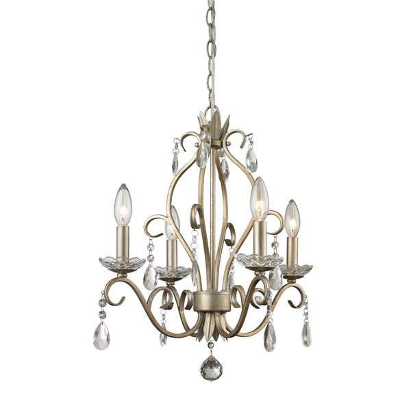 Petit lustre à 4 lumières Princess Chandeliers, 17,13 po, gris