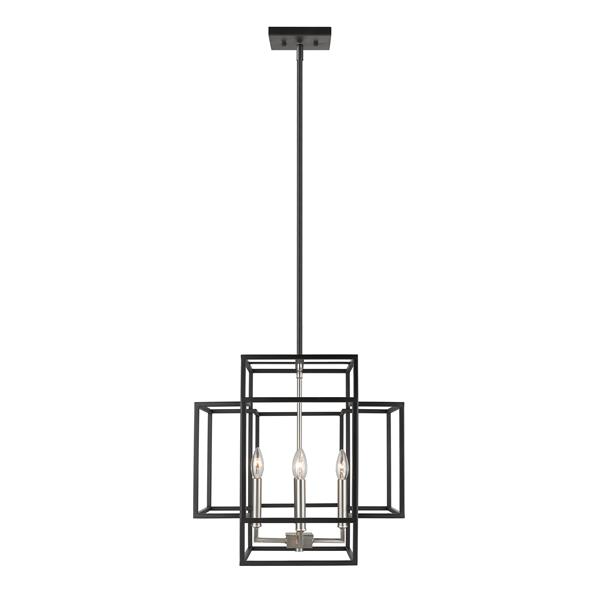 Suspension à 4 lumières Titania, 18 po, noir et nickel brossé