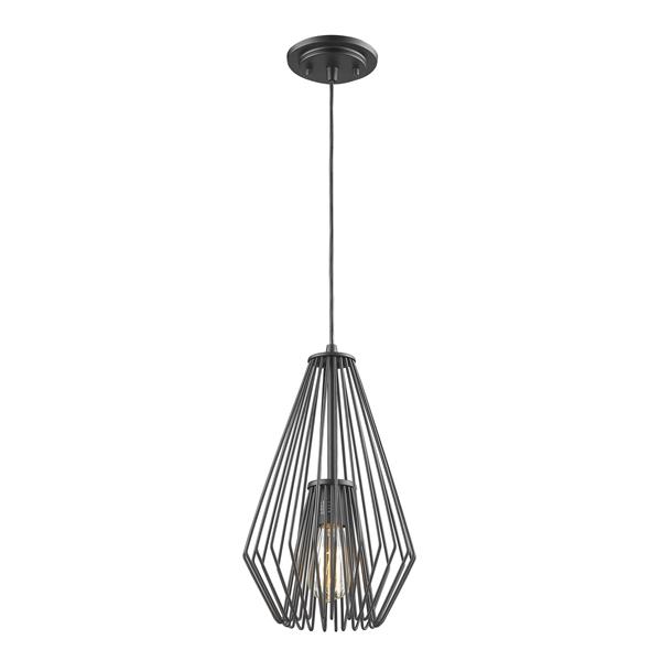 Z-Lite Quintus 9.25-In Matte Black 1-Light Mini Pendant Light