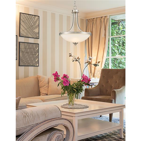 Z-Lite Bordeaux 17.12-in Brushed Nickel 3 Light Pendant