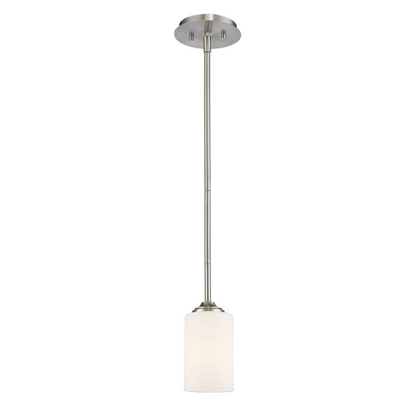 Luminaire suspendu à 1 lumière Bordeaux, 5,5 po, nickel brossé