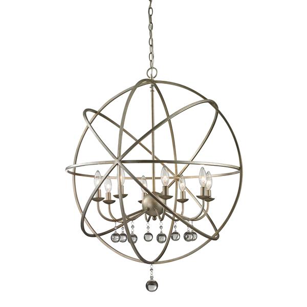 Z-Lite Acadia 30-in x 35.5-in Antique Silver 8-Light Pendant