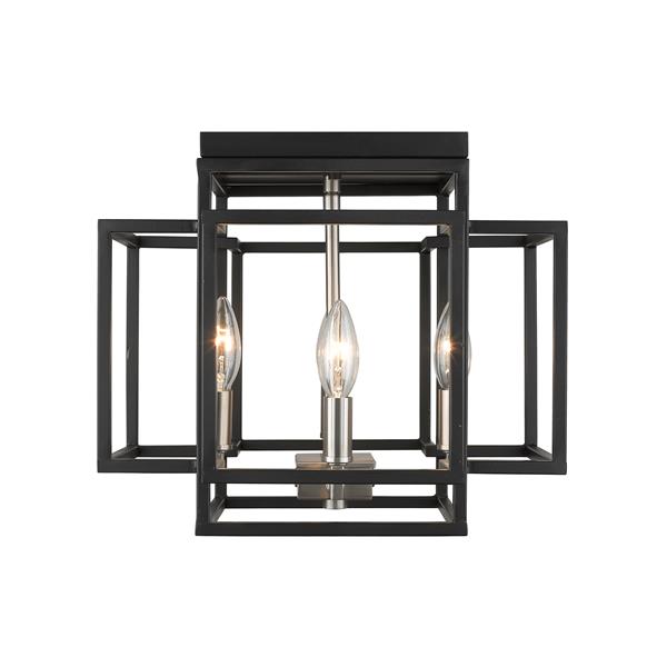 Z-Lite Titania 14-in Black and Brushed Nickel 4-Light Flush Mount