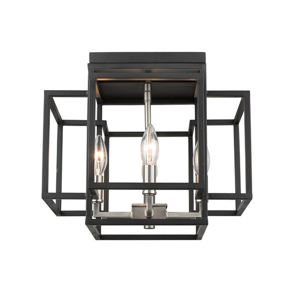 Z-Lite Titania 14-in Black and Brushed Nickel 4-Light Flush Mount