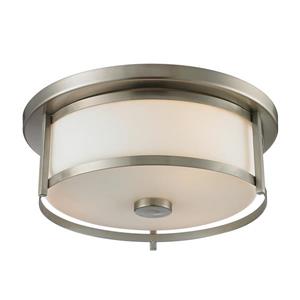 Z-Lite Savannah 13.75-in Brushed Nickel 2-Light Flush Mount