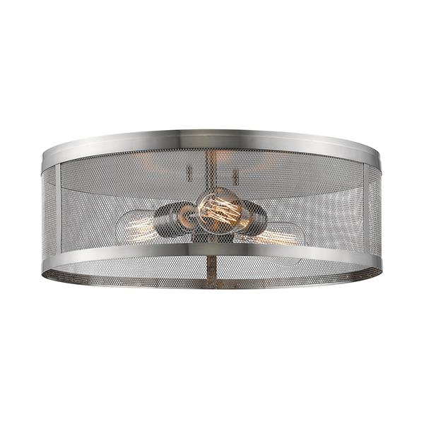 Z-Lite Meshsmith 18-in Brushed Nickel 3-Light Flush Mount