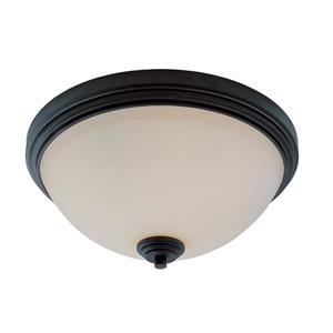 Z-Lite Chelsey 14-in Bronze 3-Light Flush Mount Light