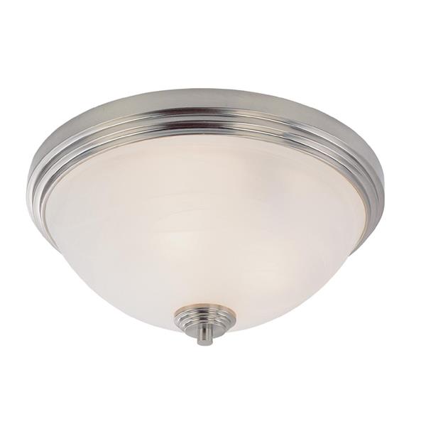 Z-Lite Chelsey 14-in Brushed Nickel 3-Light Flush Mount Light
