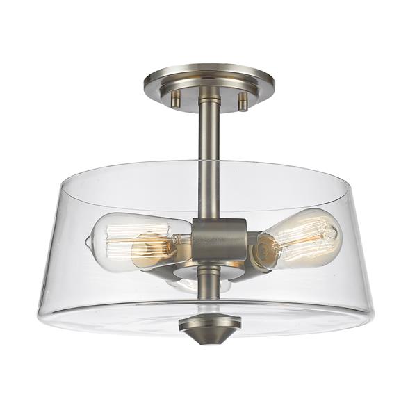 Z-Lite Annora 3-Light Brushed Nickel 13.75-in x 13.75-in x 10-in Semi Flush Mount