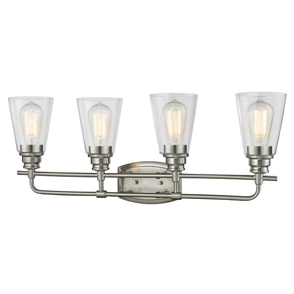 Applique salle de bain Annora, 4 lumières, nickel brossé