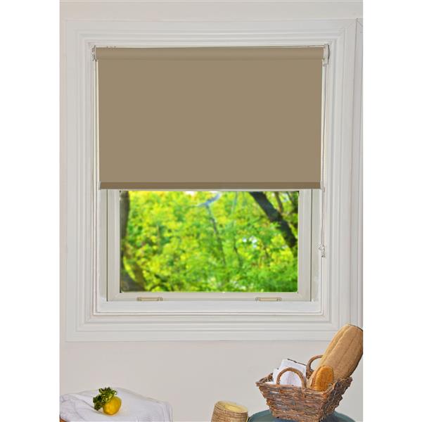 Sun Glow 31-in x 72-in Fawn Motorized Translucent Roller Shade