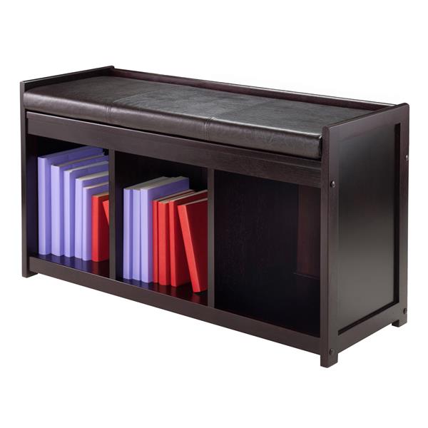 Winsome Wood Addison 37.40-in Espresso Wood 3 Cubby Storage Indoor Bench