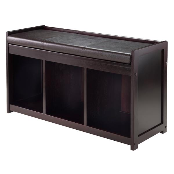 Winsome Wood Addison 37.40-in Espresso Wood 3 Cubby Storage Indoor Bench