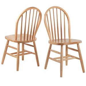 Winesome Wood Windsor 16.69-in Natural Yellow Dining Chair (Set of 2)