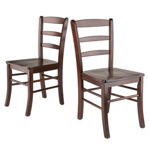 Winsome Wood Benjamin 17.97-in Walnut Ladder Back Dining Chair (Set of 2)