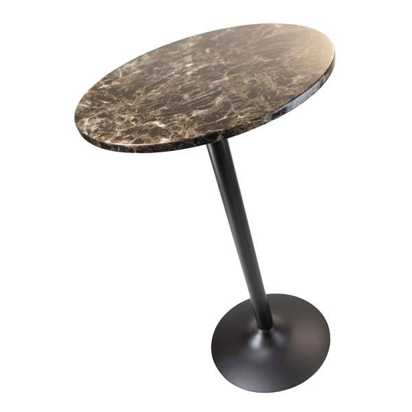 Winsome Wood 23.62-in x 39.76-in Faux Marble Black Cora Round Pub Table