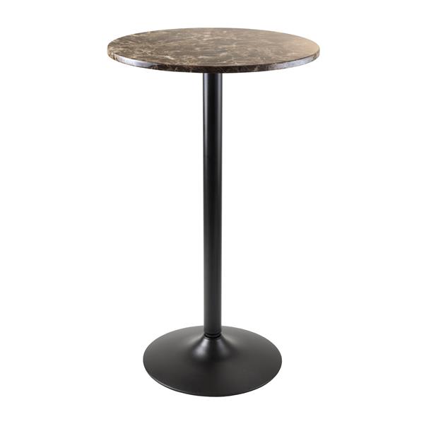 Winsome Wood 23.62-in x 39.76-in Faux Marble Black Cora Round Pub Table