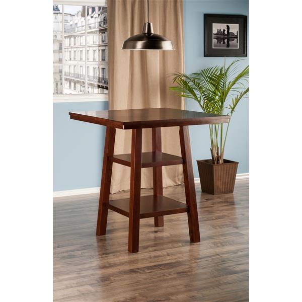 Table haute Orlando, 33,86 po x 36,06 po, bois, noyer