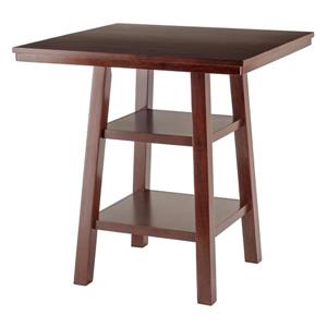 Table haute Orlando, 33,86 po x 36,06 po, bois, noyer