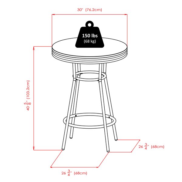 Winsome Wood Summit 30-in x 40.55-in Composite Black Pub Table