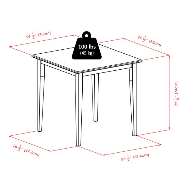 Table à manger Groveland, 29,53 po x 29,13 po, bois, chêne