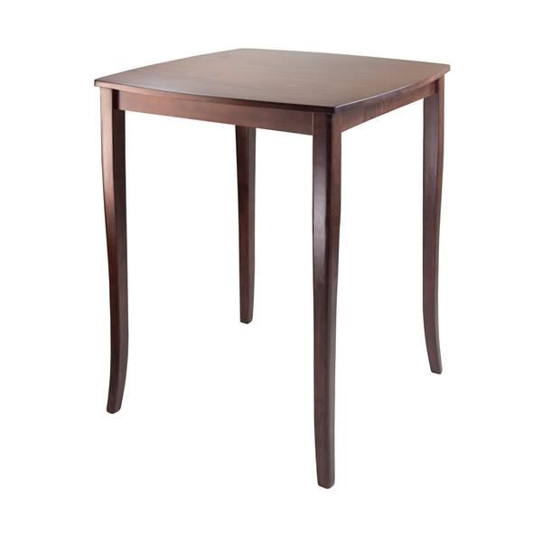 Table haute Inglewood, 33,86 po x 38,9 po, bois, noyer