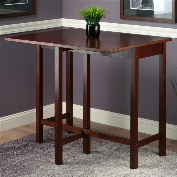 Winsome Wood Lynden 30-in x 35.43-in Walnut Wood Drop Leaf Table