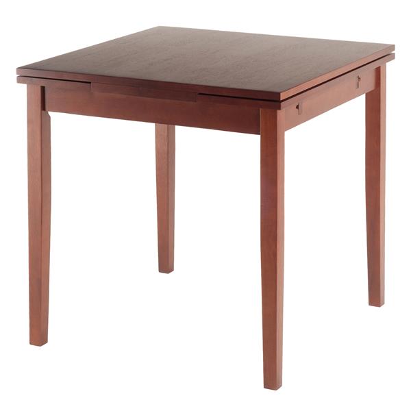 Table à rallonge Pulman, 29,92 po x 29,92 po, bois, noyer