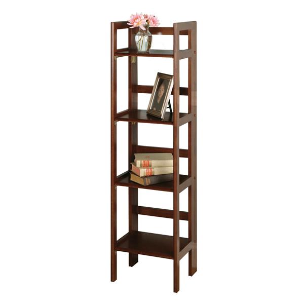 Folding Bookcase Walnut, Collapsible Wooden Bookcase