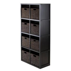 Winsome Wood Timothy 25.63 x 53.11-in 9 Piece Panel Shelf With 8 Baskets Black