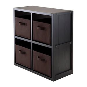 Winsome Wood Timothy 25.63 x 27.05-in 5 Piece Panel Shelf With 4 Baskets Black Chocolate