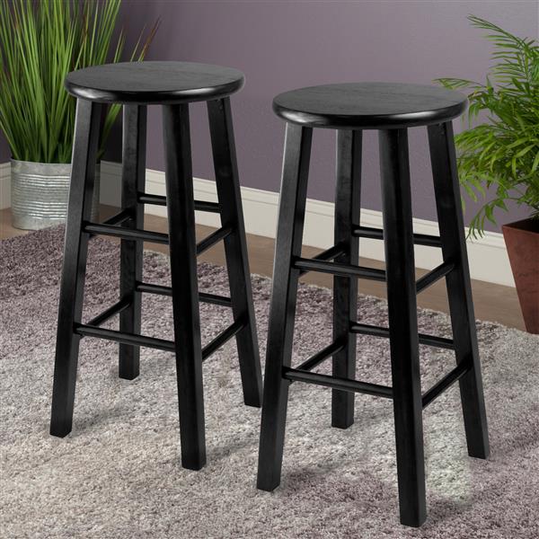 Black Set of 2 Winsome Wood Pacey 24 Counter Stools 