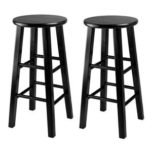 Winsome Wood Pacey Black Wood Bar Stools 13.4-in x 24.2-in (Set of 2)
