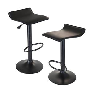 Winsome Wood Obsidian Lift Black Metal Stools 15.1-in x 22.68-in