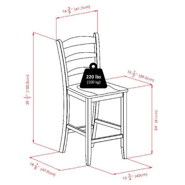 Winsome Wood 24-in Walnut Benjamin Counter Stool (Set of 2)