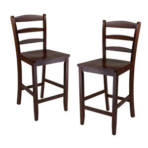 Winsome Wood 24-in Walnut Benjamin Counter Stool (Set of 2)