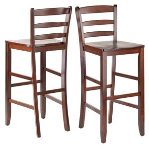 Winsome Wood 30-in Walnut Benjamin Bar Stool (Set of 2)