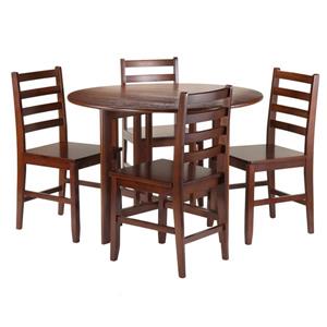 Winsome Wood Alamo 5-Piece Round Drop Leaf Table with 4 Chairs