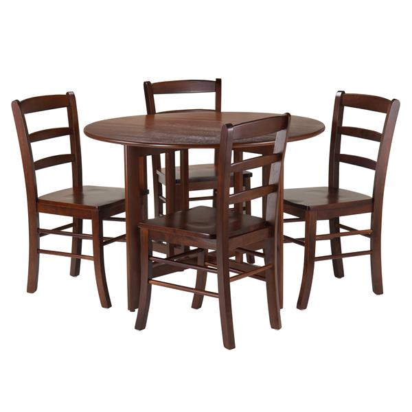 Winsome Wood Alamo 5 Piece Drop Leaf, Round Drop Leaf Dining Table And 4 Chairs