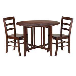 Winsome Wood Alamo 3-Piece Round Drop Leaf Table with 2 Chairs