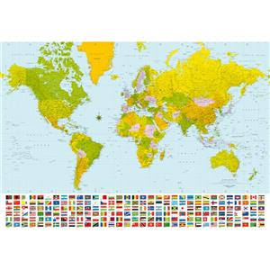 Carte Papier peint du monde, 100" x 144"