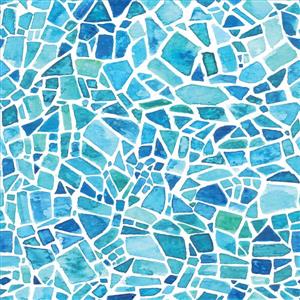 WallPops Blue tiles Mosaic Window Film - 17.71-in x 70.86-in