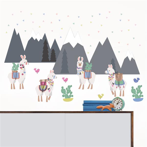 Ensemble d'art mural lamas WallPops, 34,5 po x 19,5 po